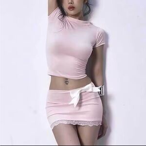 Pink top + skirt set